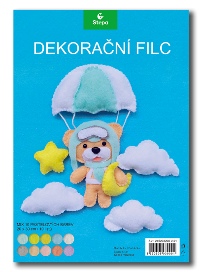 Dekorační filc pastelový  20 x 30 cm  10 barev